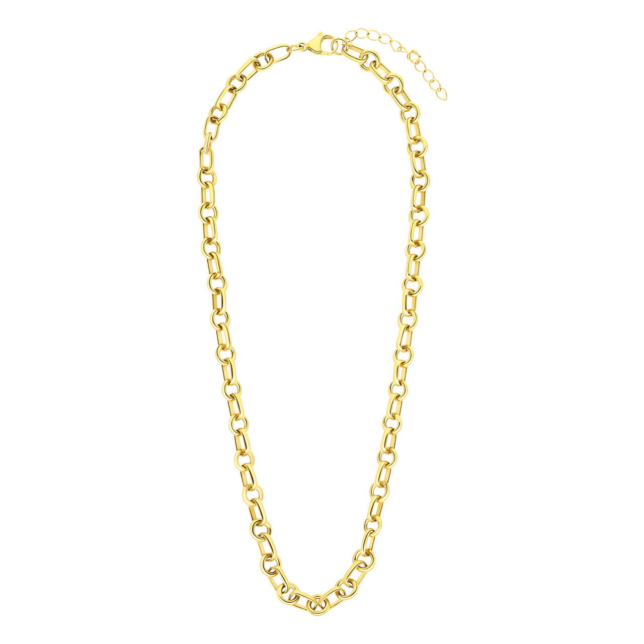 Gerecycleerd stainless steel 18 karaat goldplated ketting ines