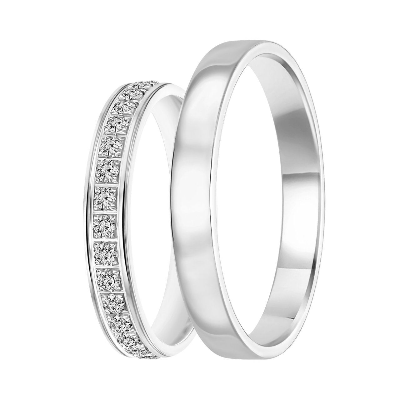 Trauring für Herren, 585 Weißgold, 3 mm, Esra TW 306