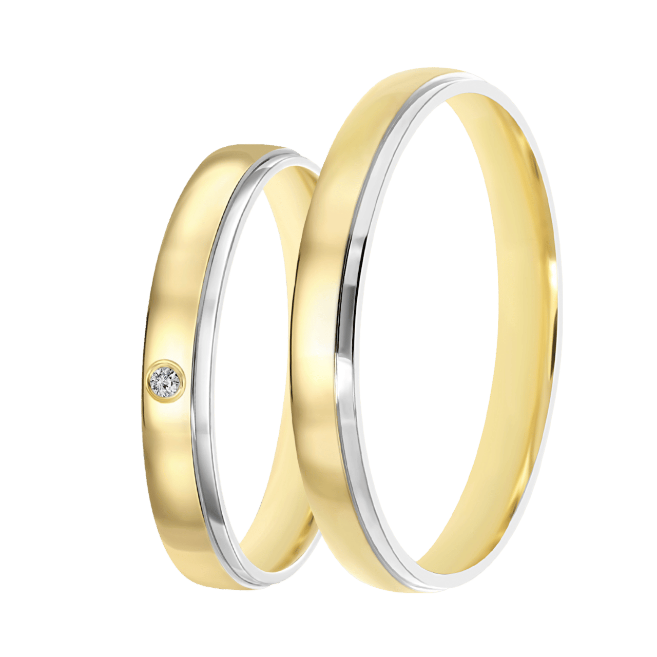 9K bicolor heren trouwring 3mm Evy TW 307