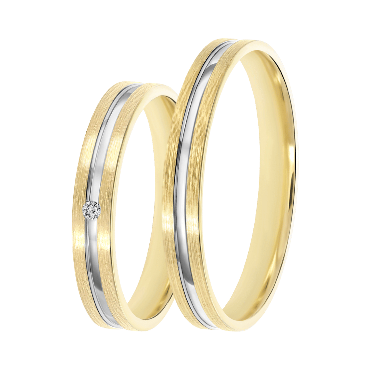9K bicolor heren trouwring 3mm Lara TW 308