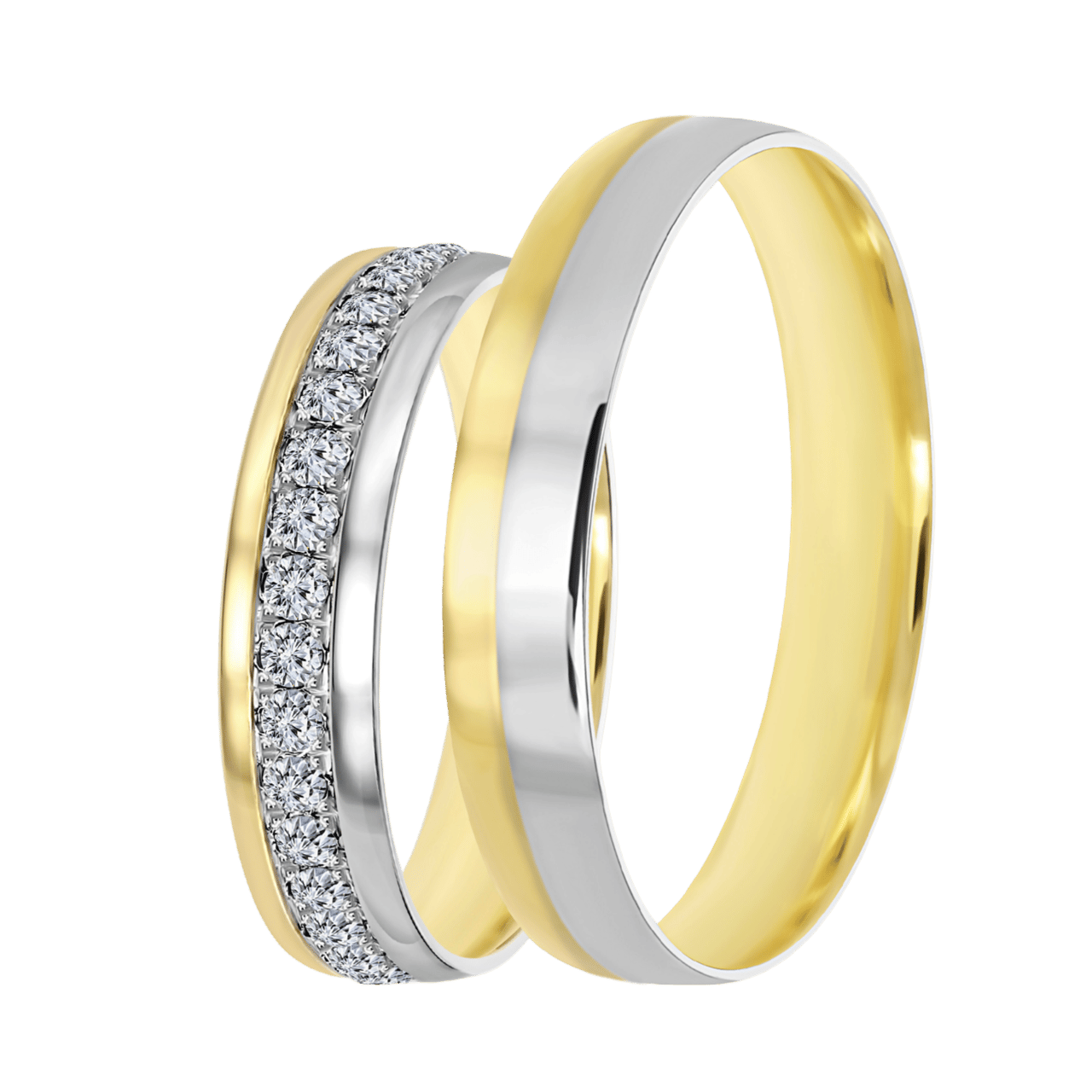 9K bicolor heren trouwring 4mm Yara TW 460