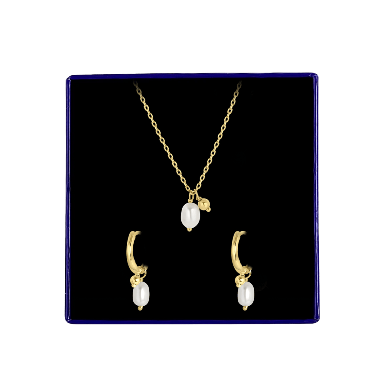 Zilveren goldplated sieradenset met parel voor dames