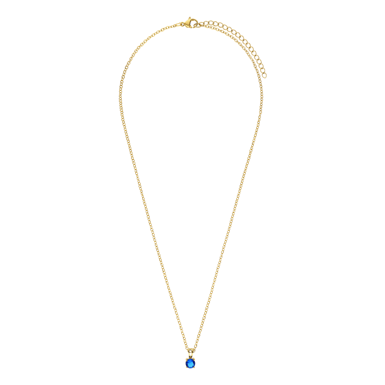 Stainless steel goldplated ketting&hanger geboortesteen