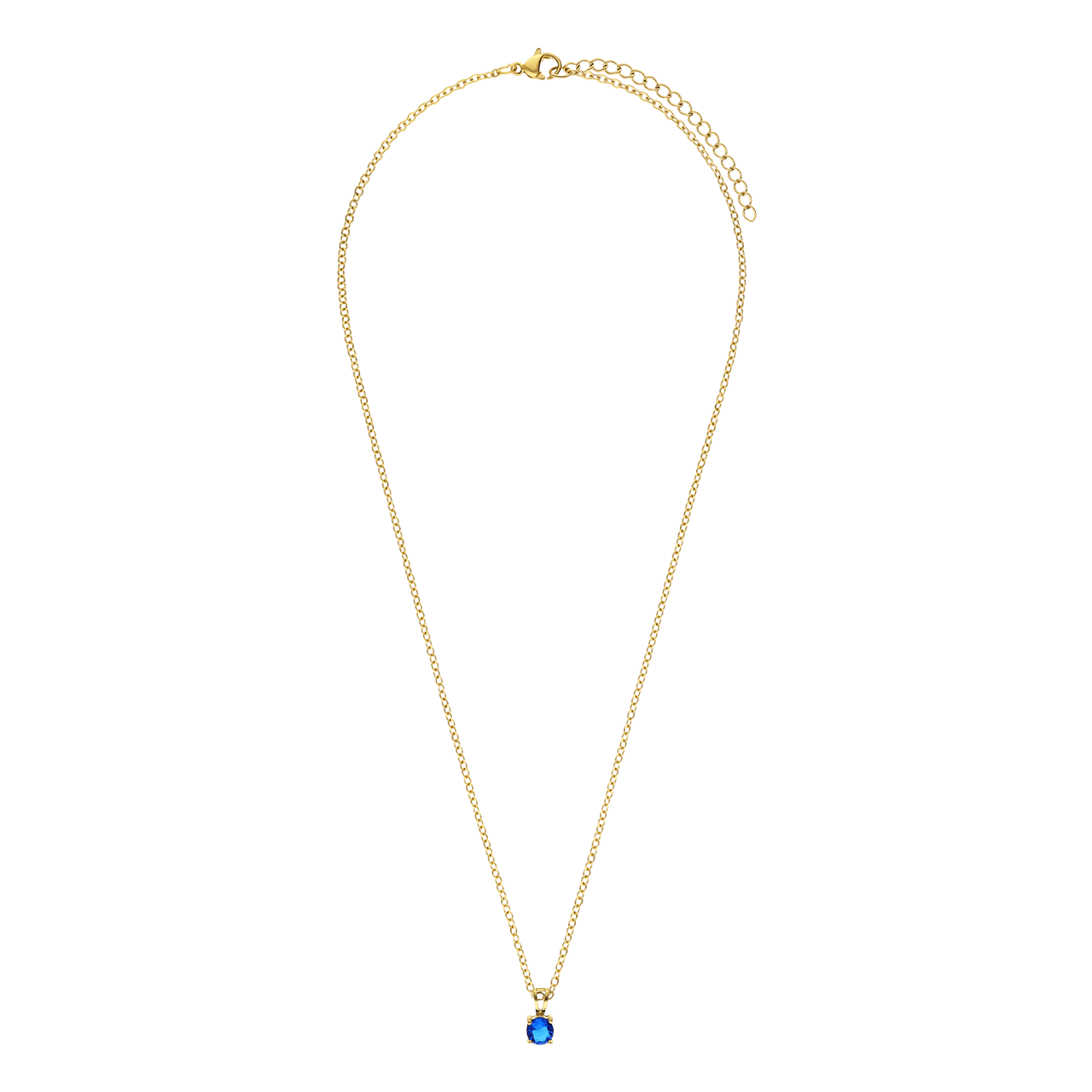 Stalen goldplated ketting met hanger geboortesteen voor dames