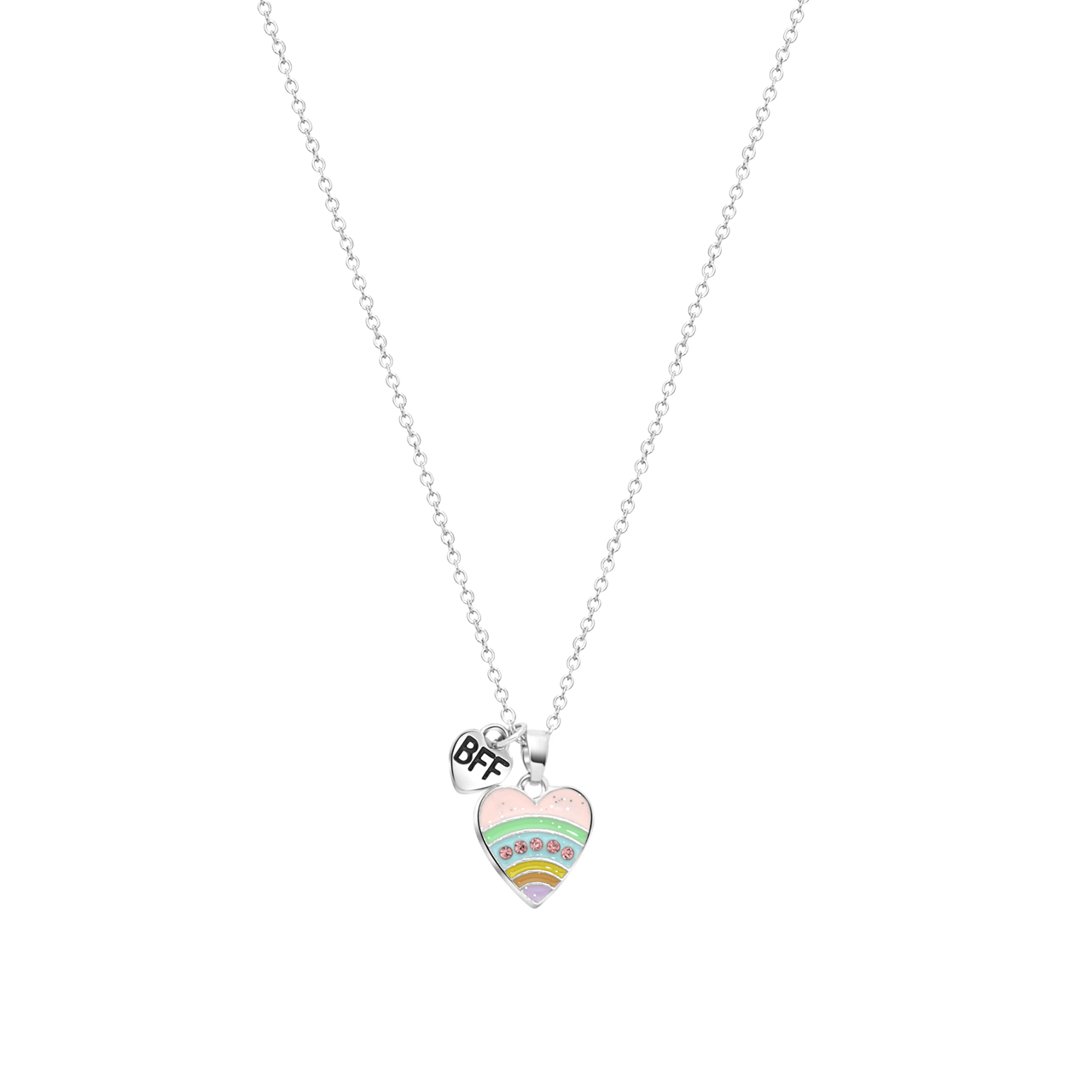 Bijoux zilverkleurige kinderketting set met hanger hart