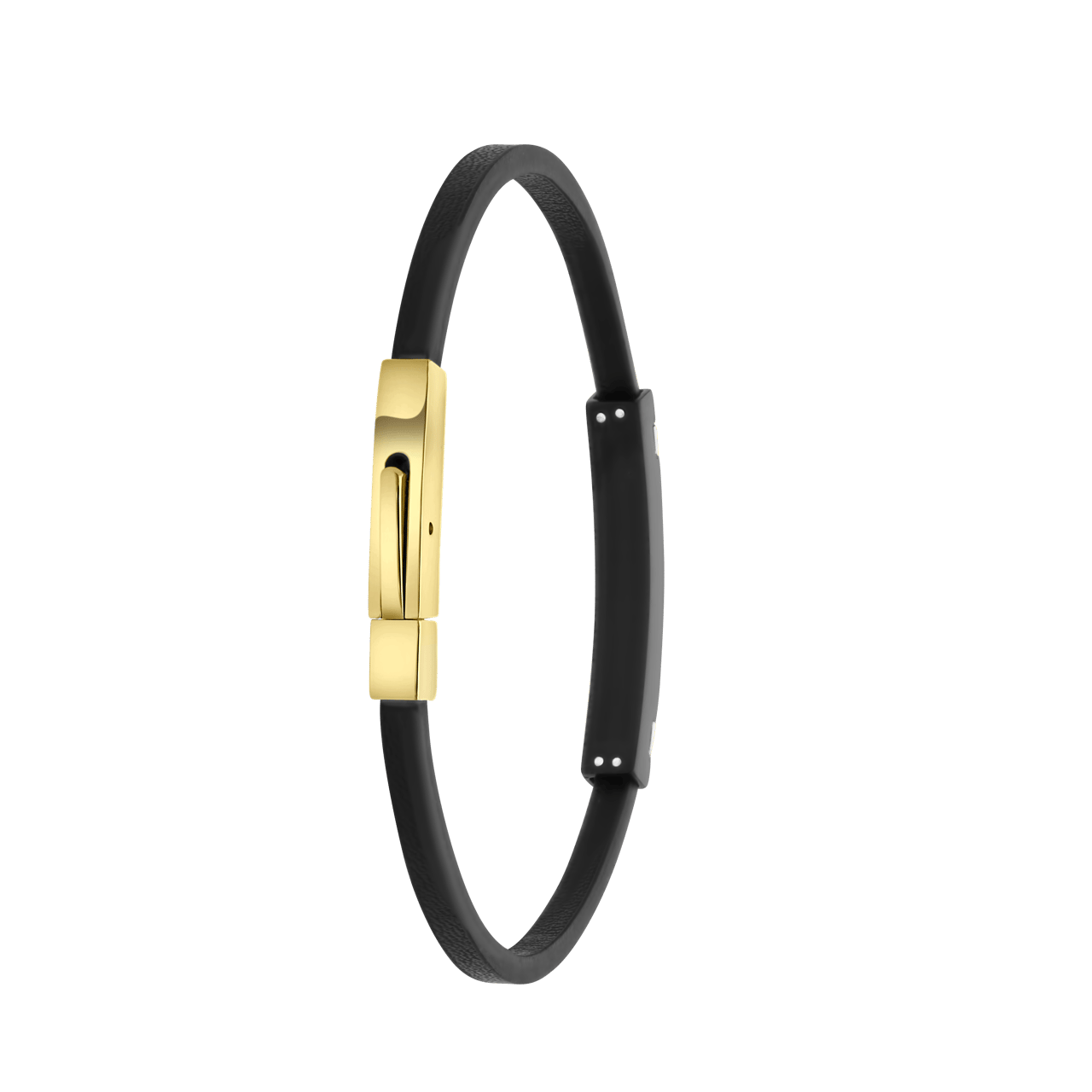 Leren goldplated herenplaatarmband