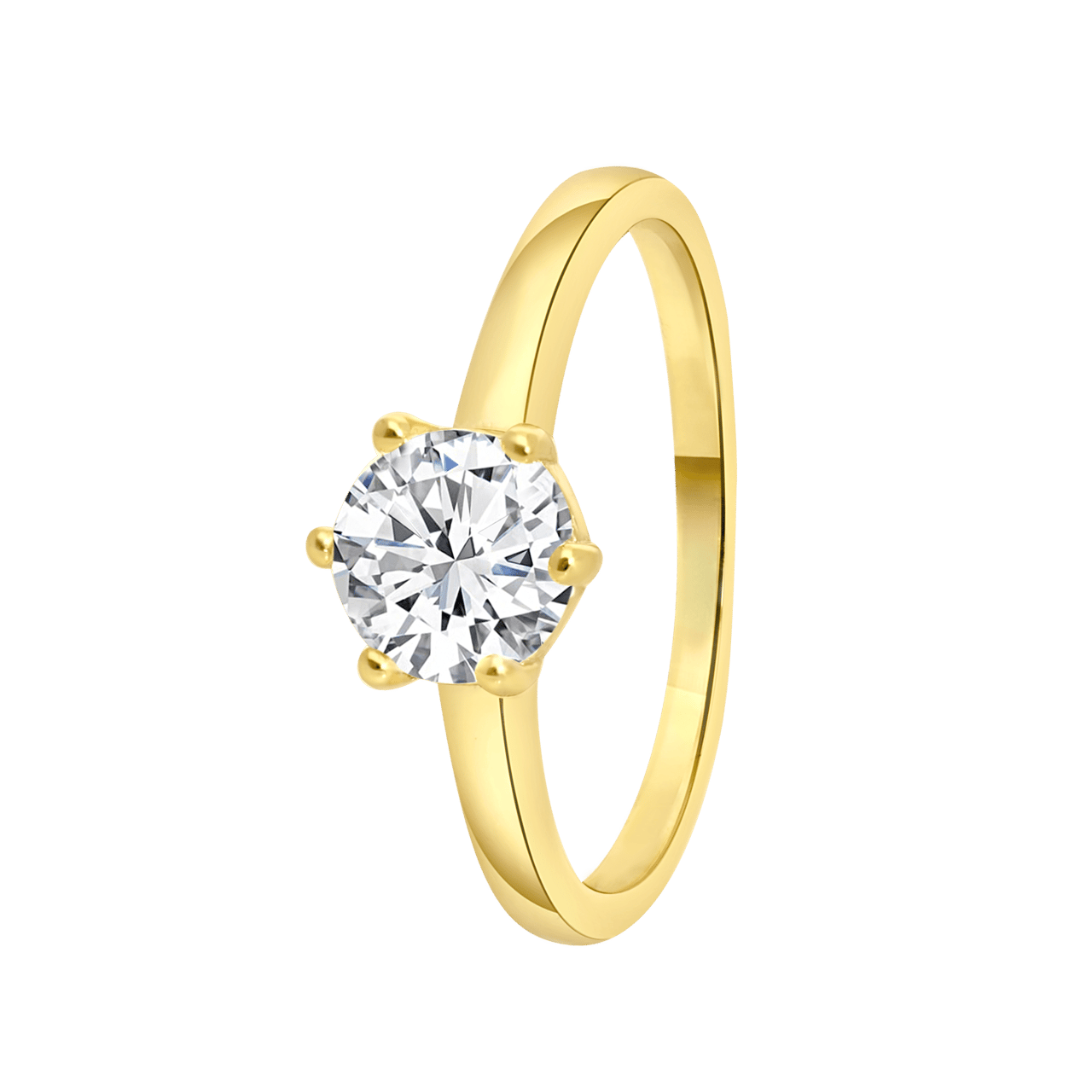 Zilveren goldplated ring met zirkonia voor dames