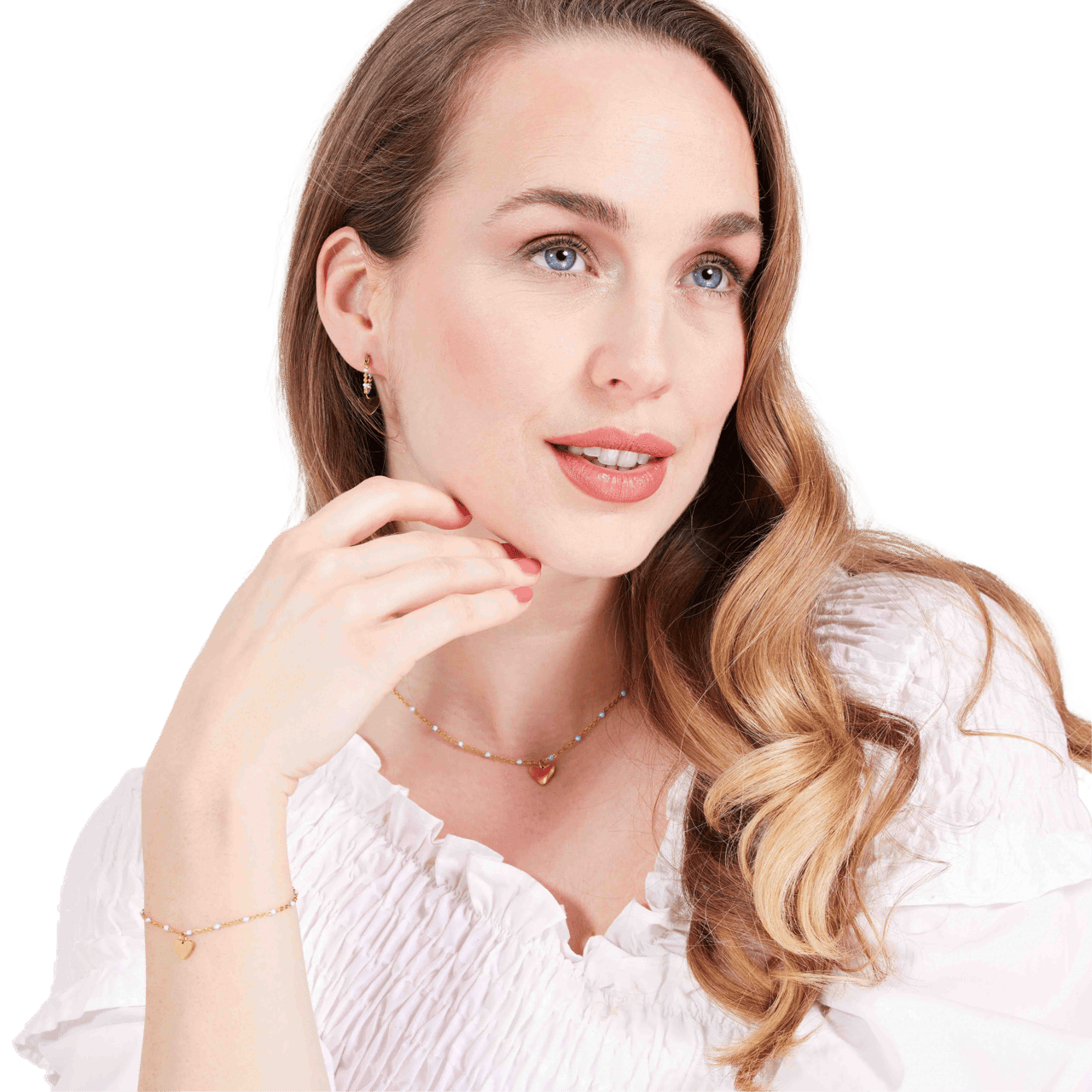 Stainless steel goldplated ketting met hanger hart voor dames