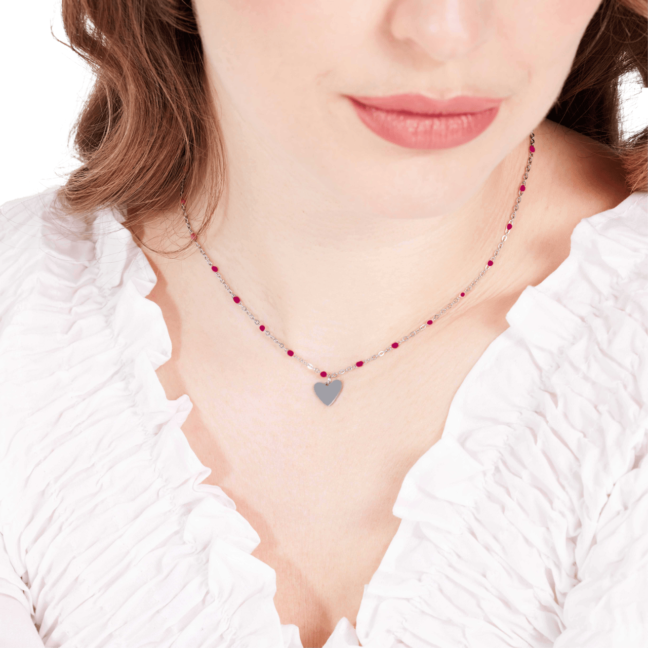 Stalen ketting met hanger hart