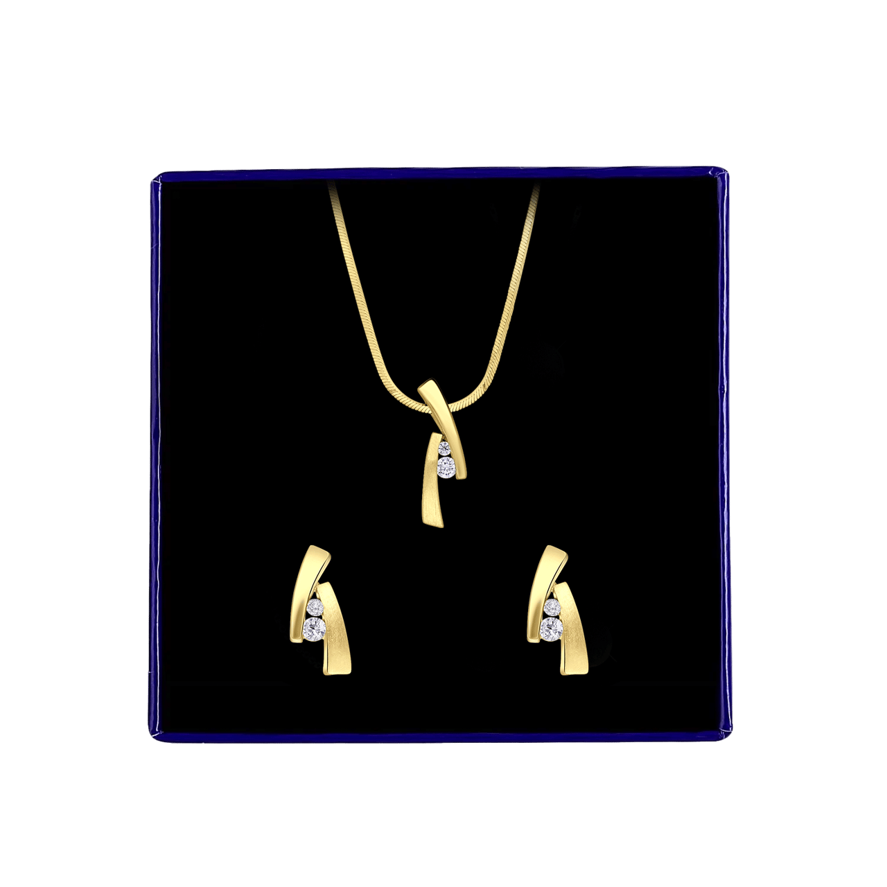 Zilveren goldplated sieradenset voor dames met zirkonia