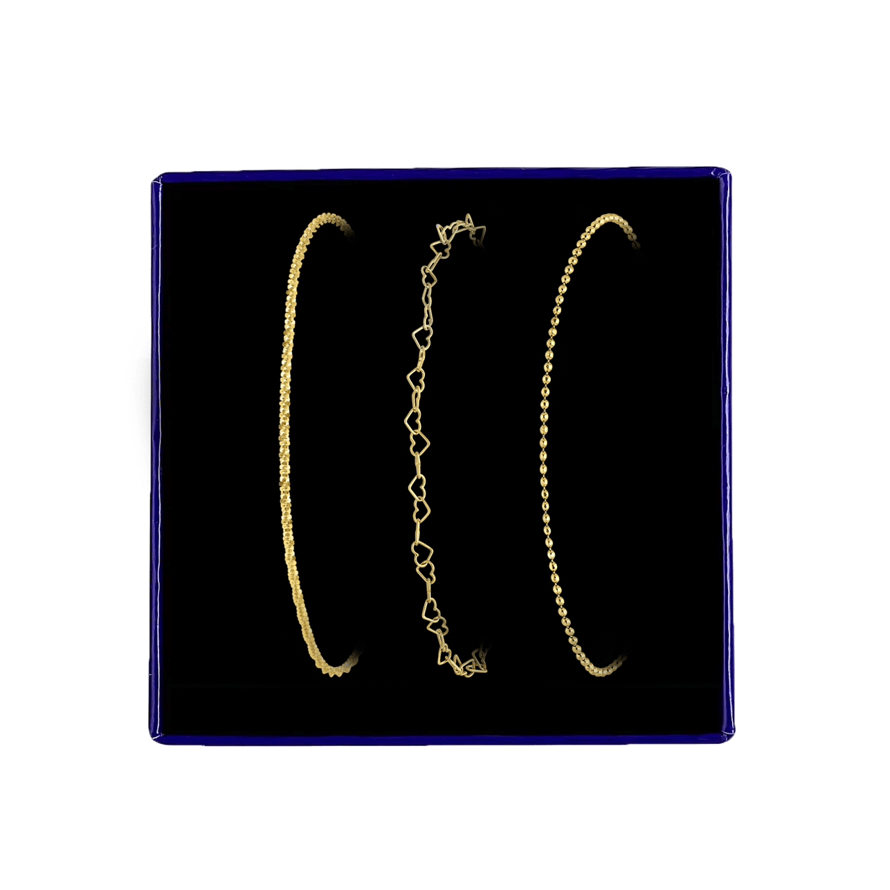 Set mit 3 Armbändern aus 925 Silber, vergoldet