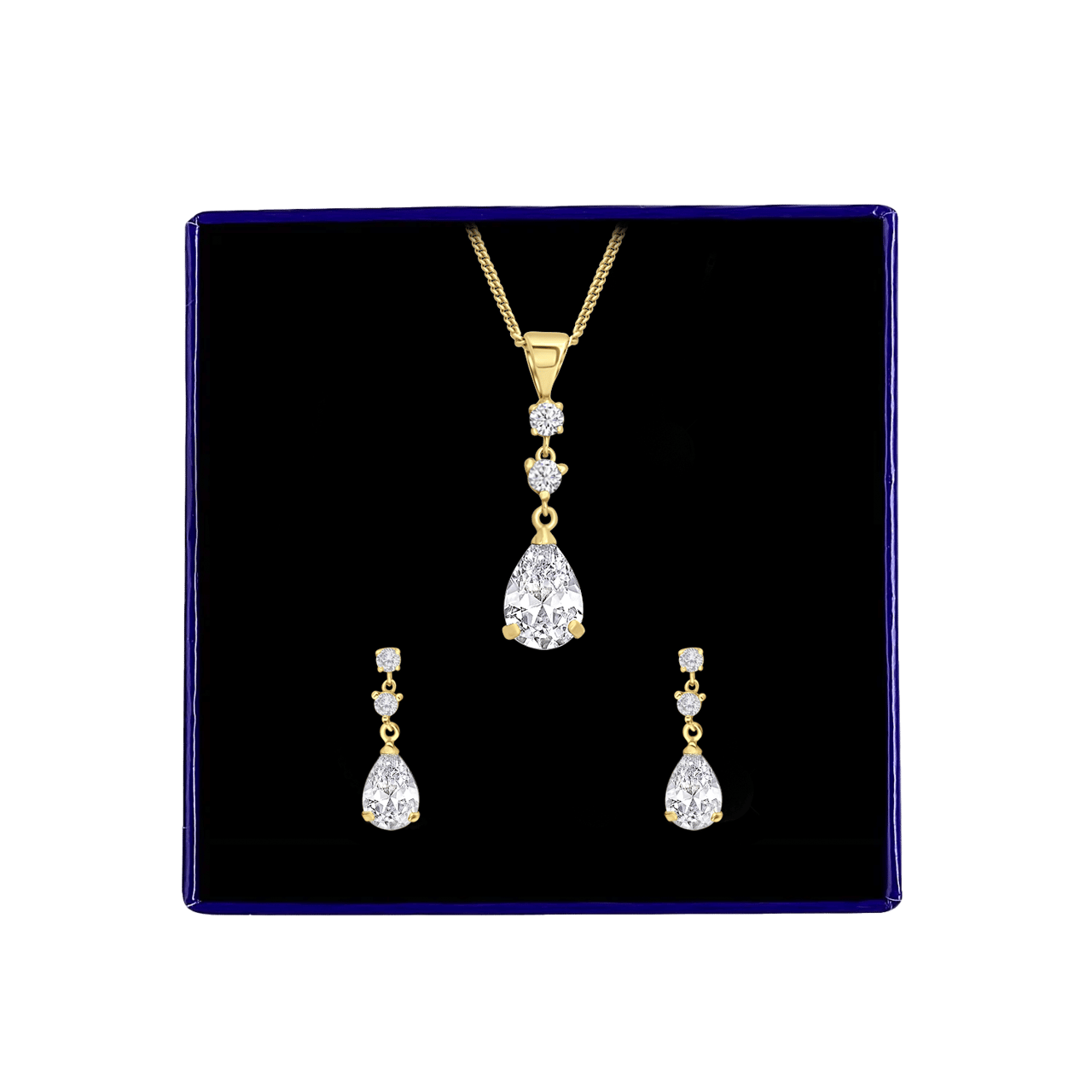 Silber-Set 925 vergoldet Tropfen mit Zirkonia