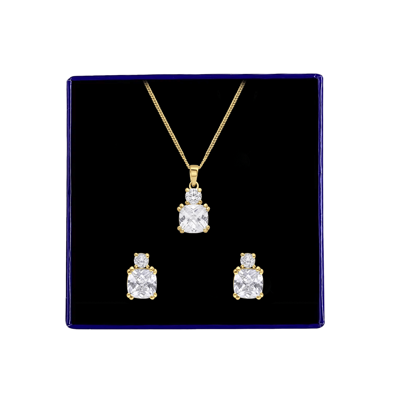 Set aus 925 Silber, vergoldet, Halskette und Ohrringe