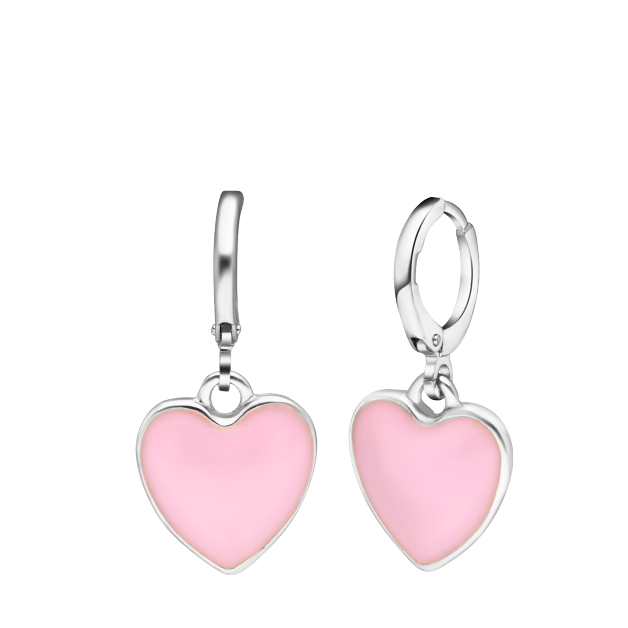 Zilverkleurige bijoux oorringen met roze yin yang