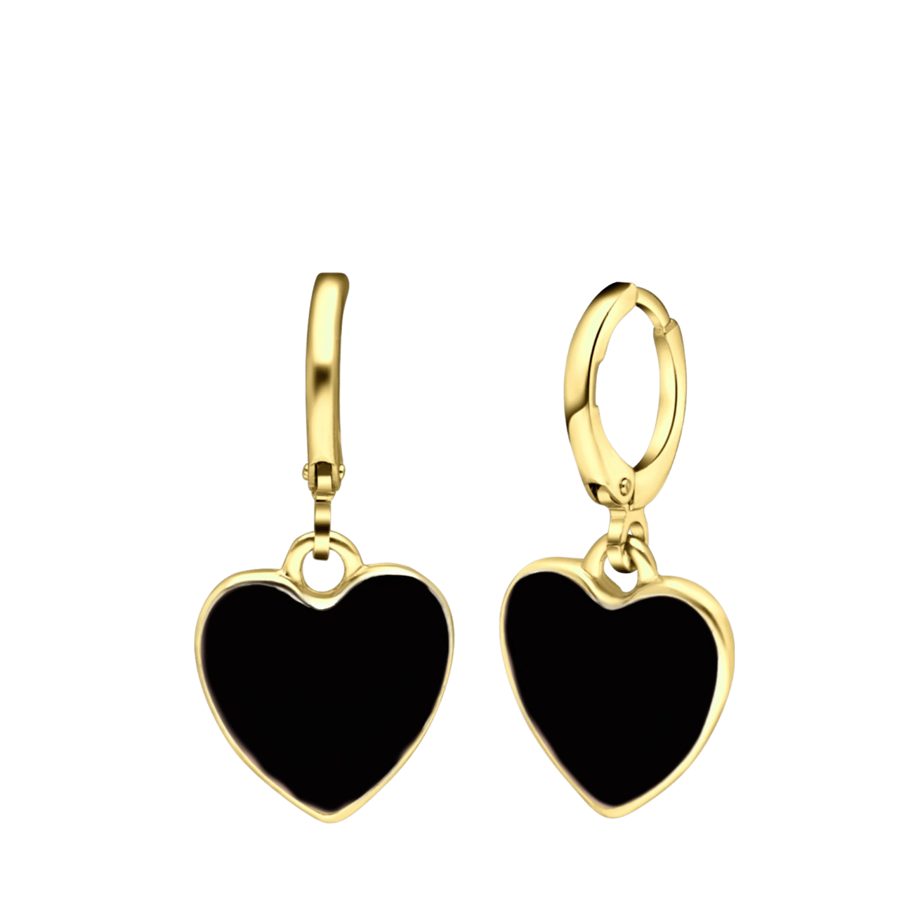 Stainless steel goldplated oorringen met hanger  yin en yang voor dames