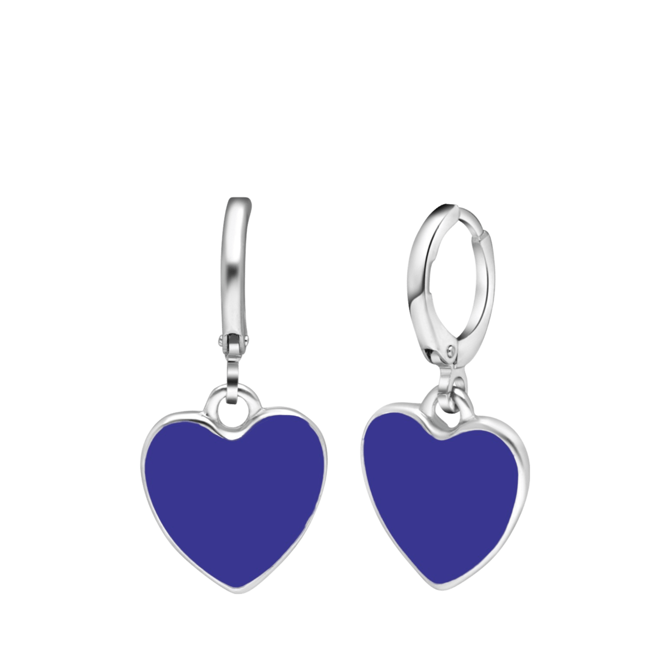 Zilverkleurige bijoux oorringen met blauw yin yang