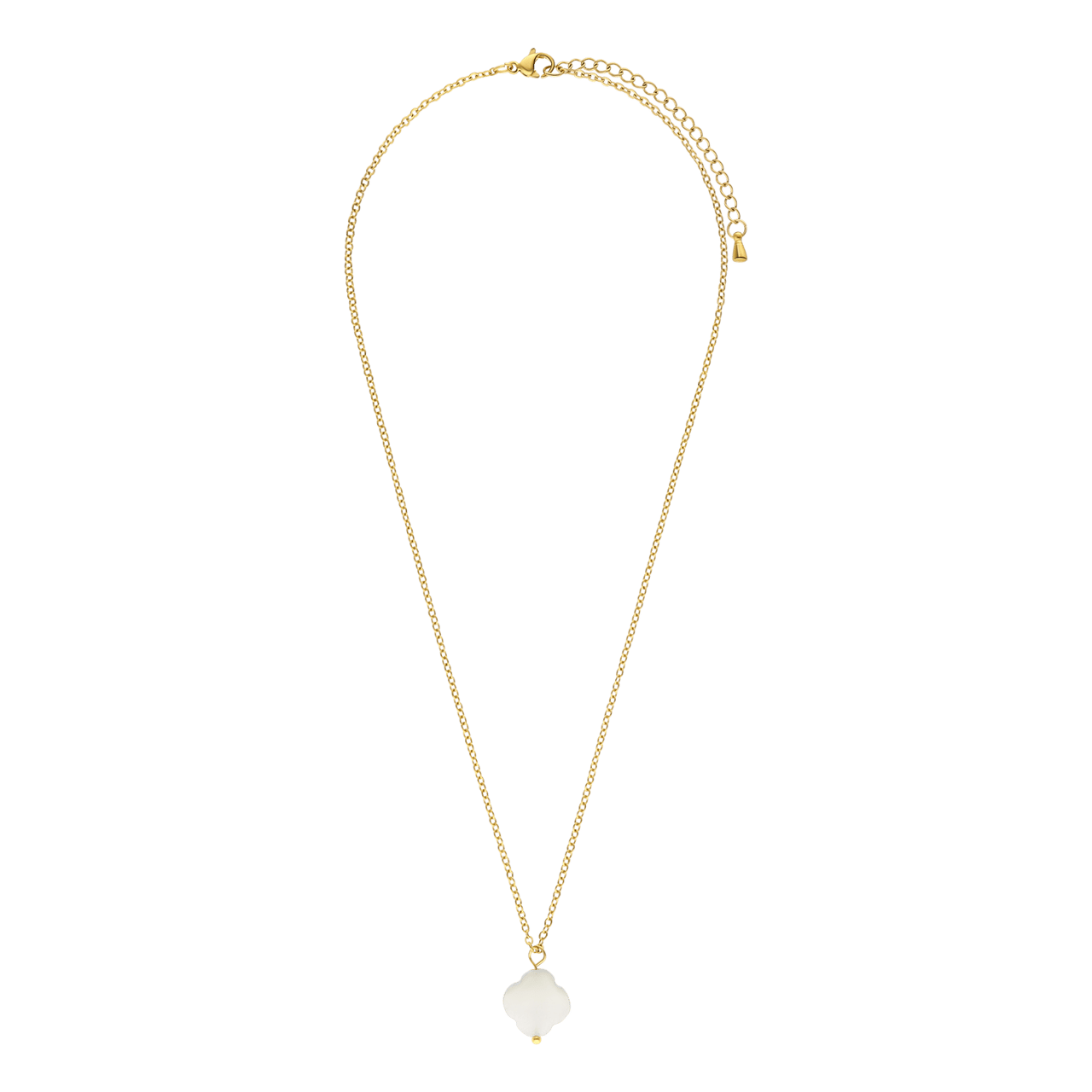 Stalen goldplated ketting met hanger bloem met maansteen voor dames