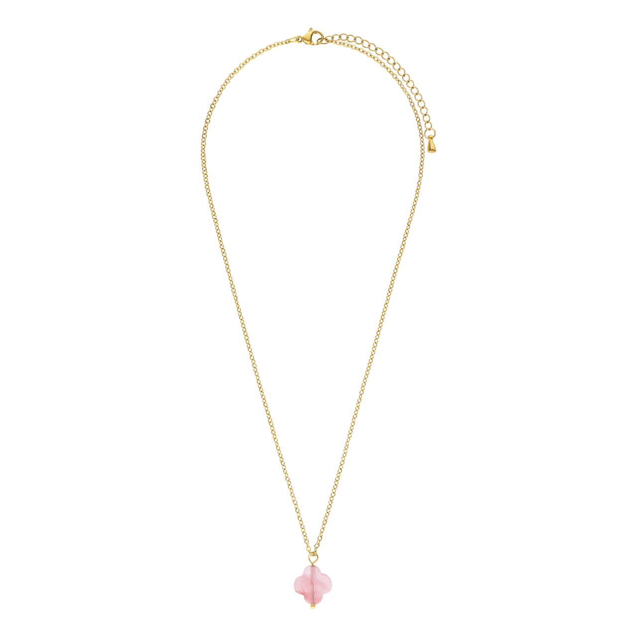 Stainless steel goldplated ketting met rhodoniet