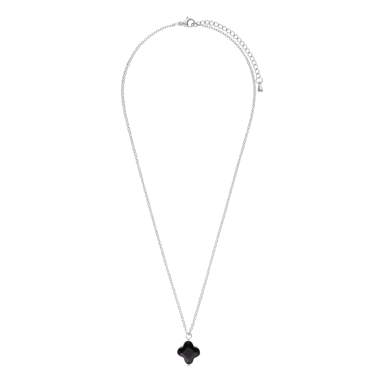 Stalen ketting met zwarte agaat