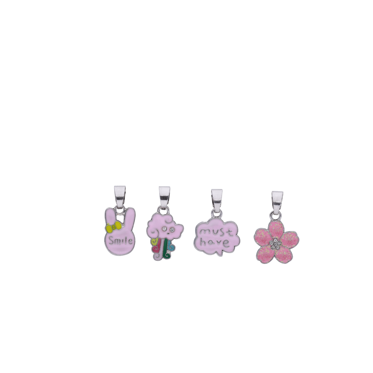 Zilverkleurige bijoux set roze