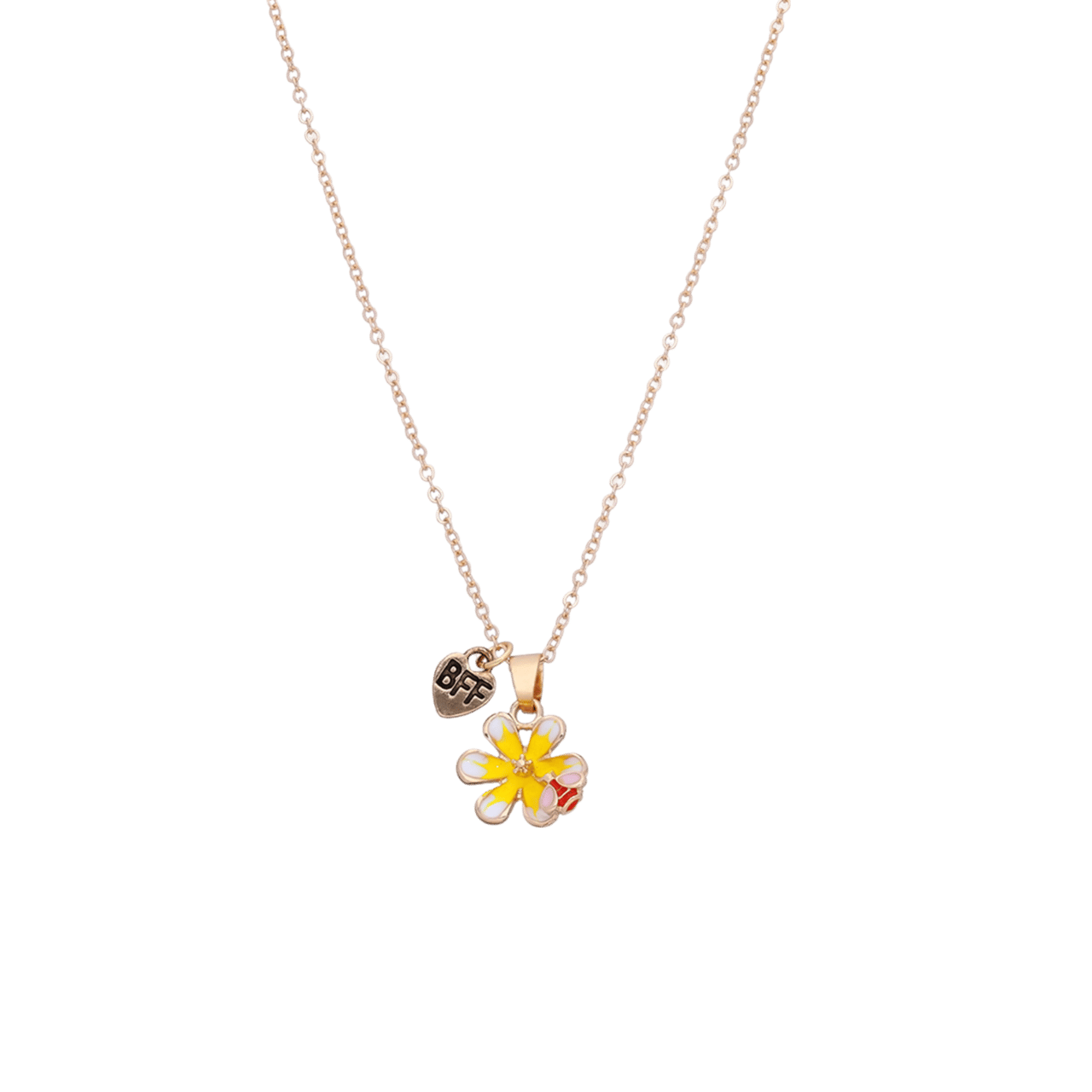 Goudkleurige bijoux bff set met bloemen