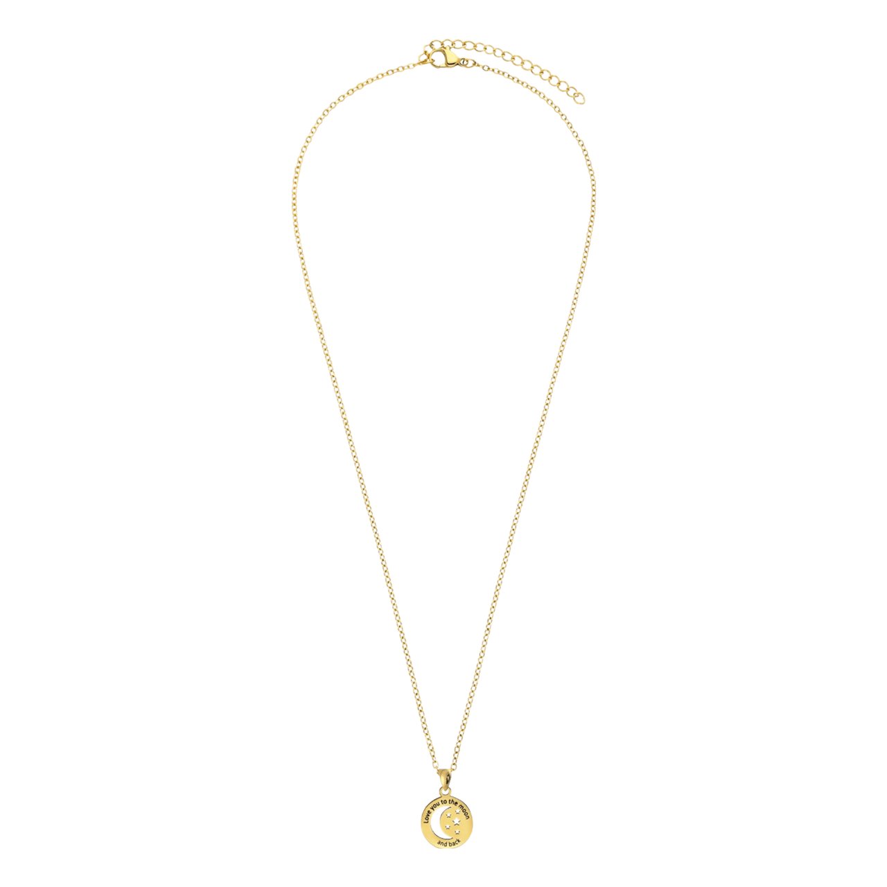 Stainless steel goldplated ketting to the moon and back