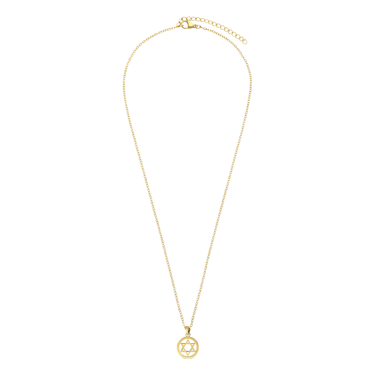 Stalen goldplated ketting met hanger Davidster
