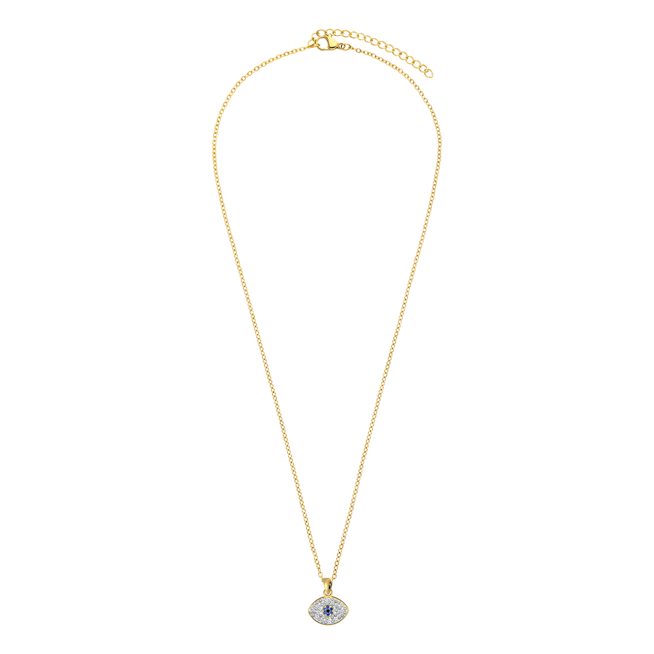 LivLiv stalen goldplated ketting met hanger oog voor dames
