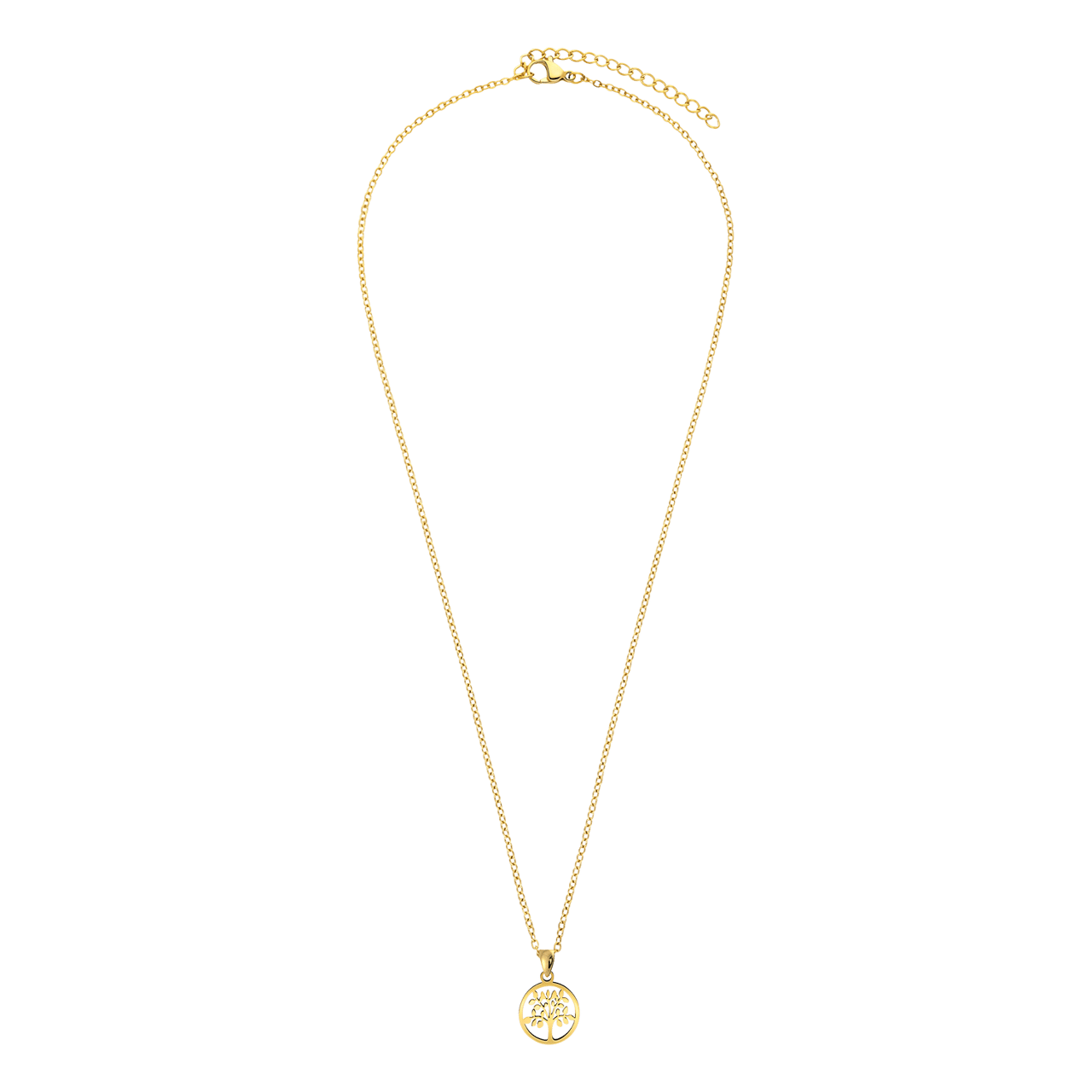 LivLiv stainless steel goldplated ketting met hanger levensboom voor dames
