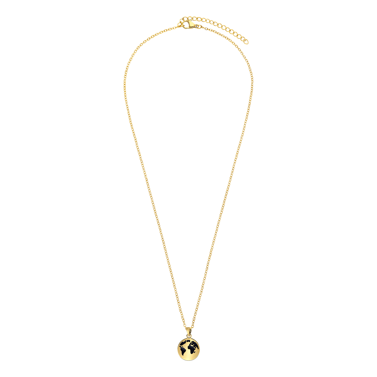 Stainless steel goldplated ketting met hanger wereldbol