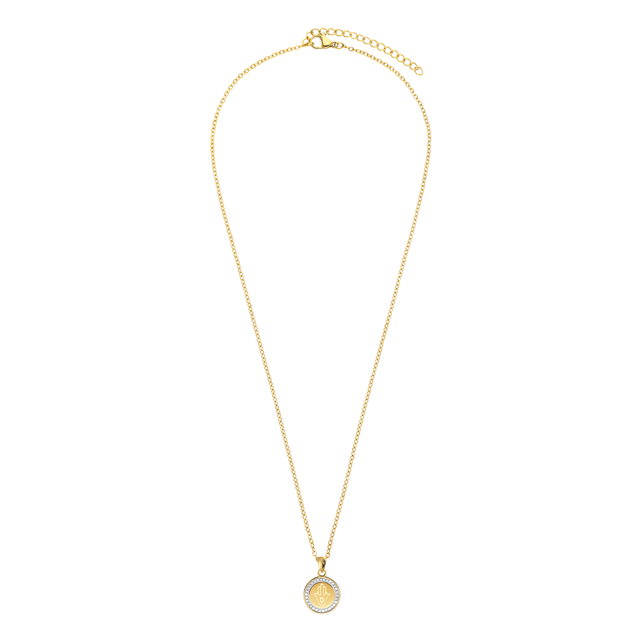 Stalen goldplated ketting met hanger munt voor dames