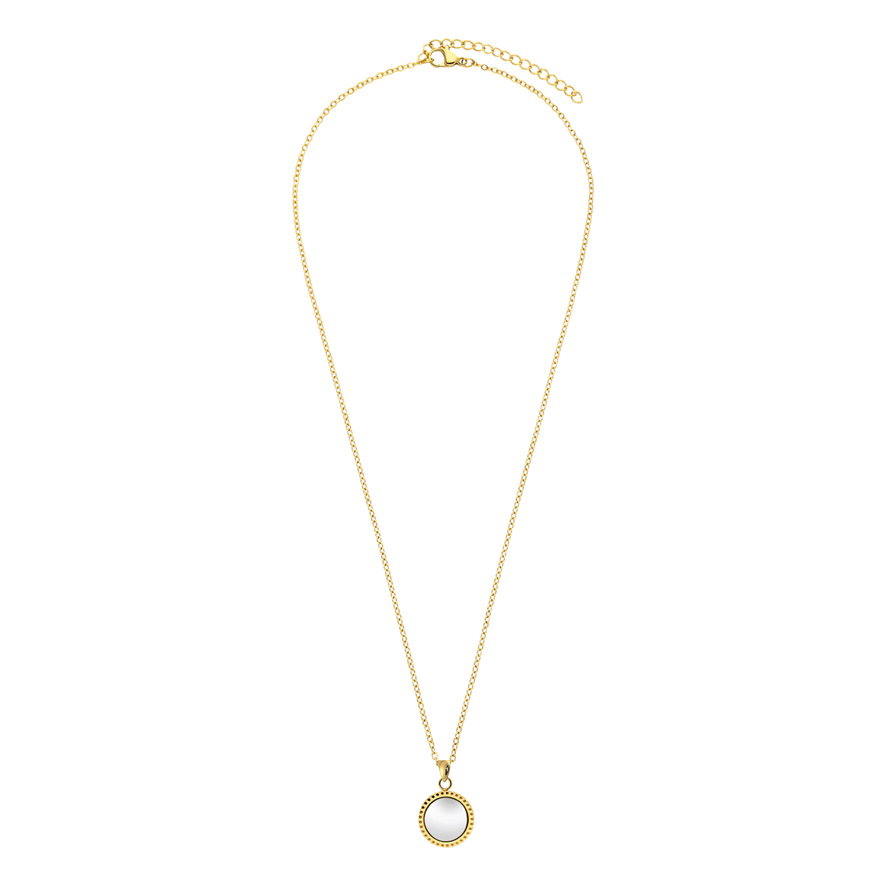 Stainless steel goldplated ketting met parelmoer