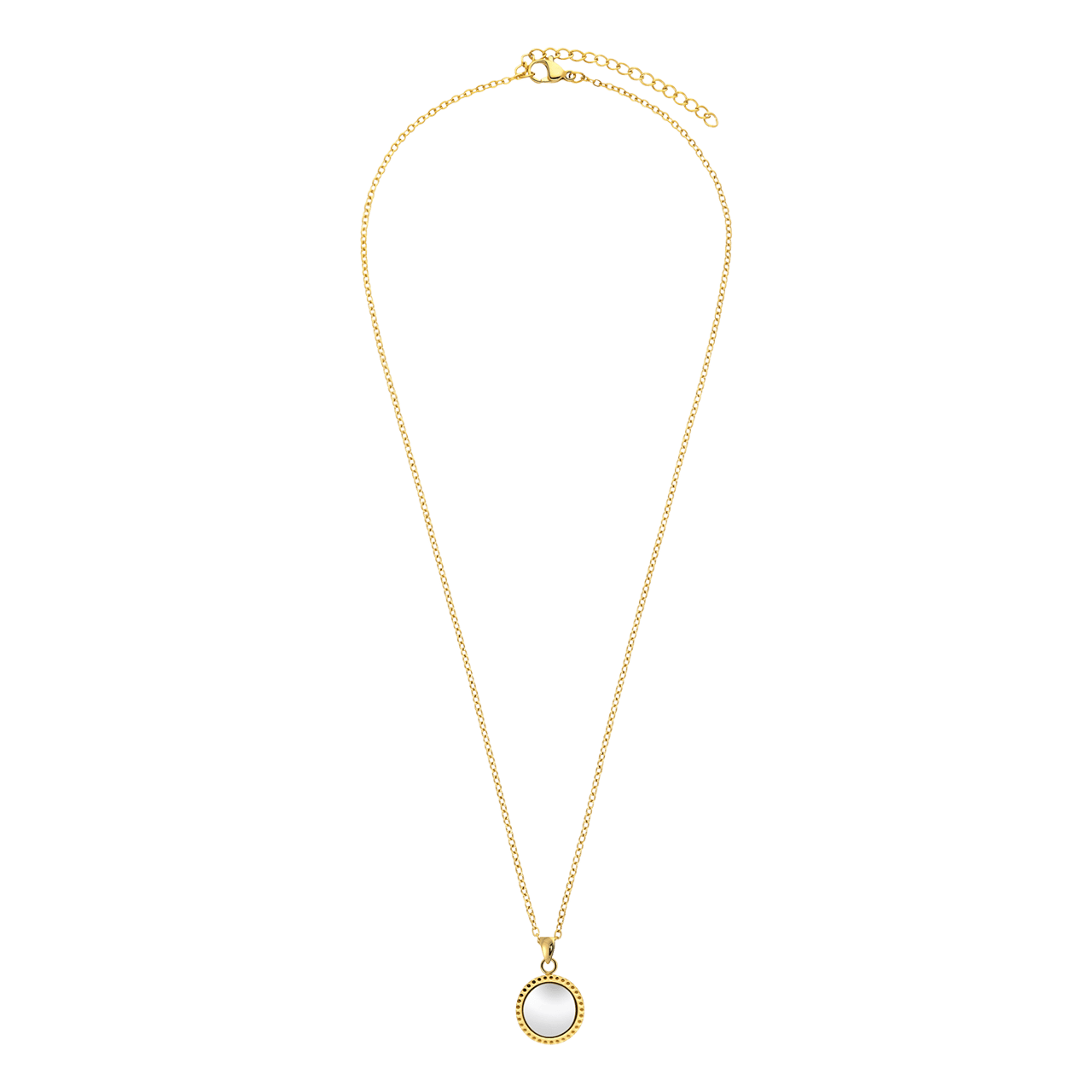 Stalen goldplated ketting met parelmoer