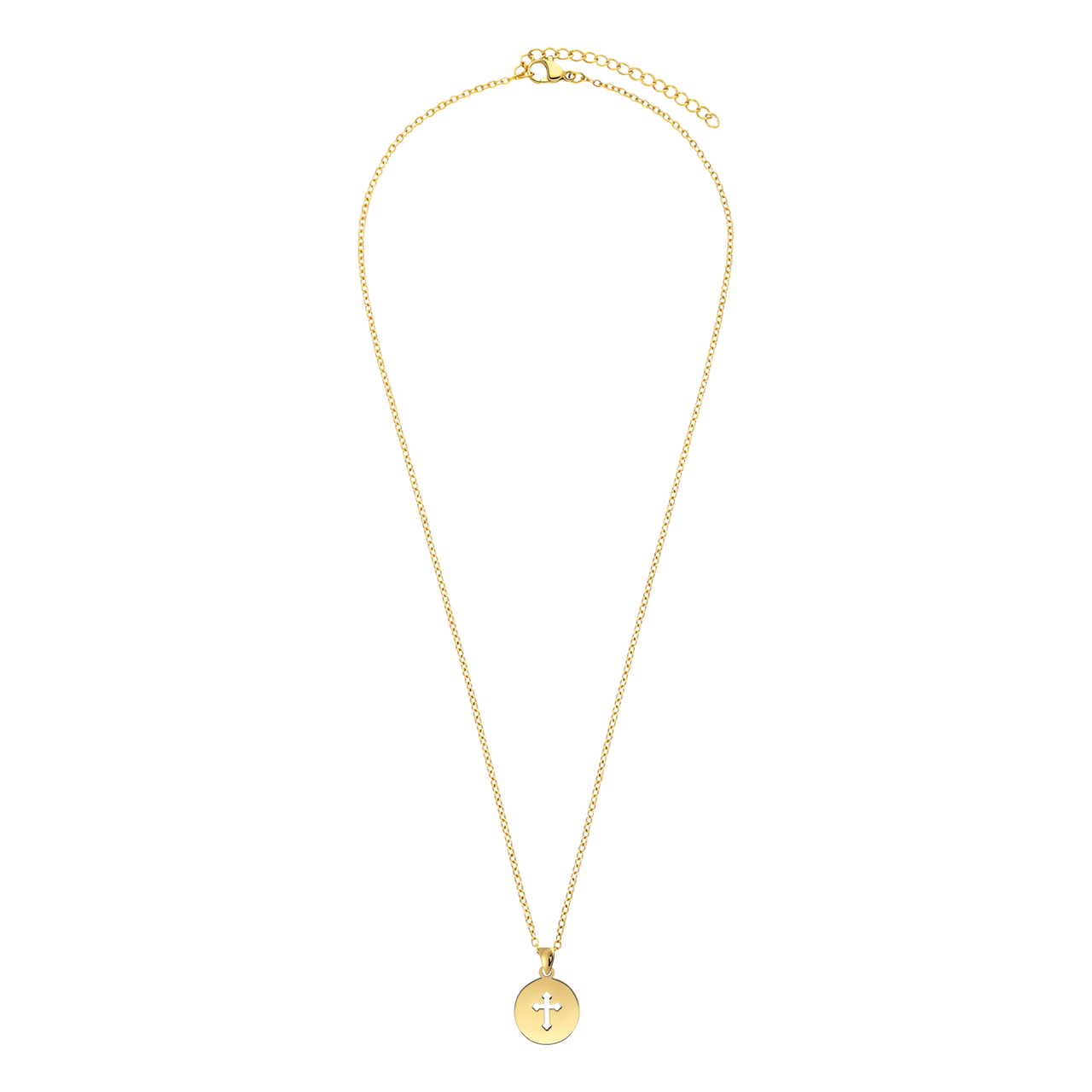 Stainless steel goldplated ketting met hanger kruis voor dames