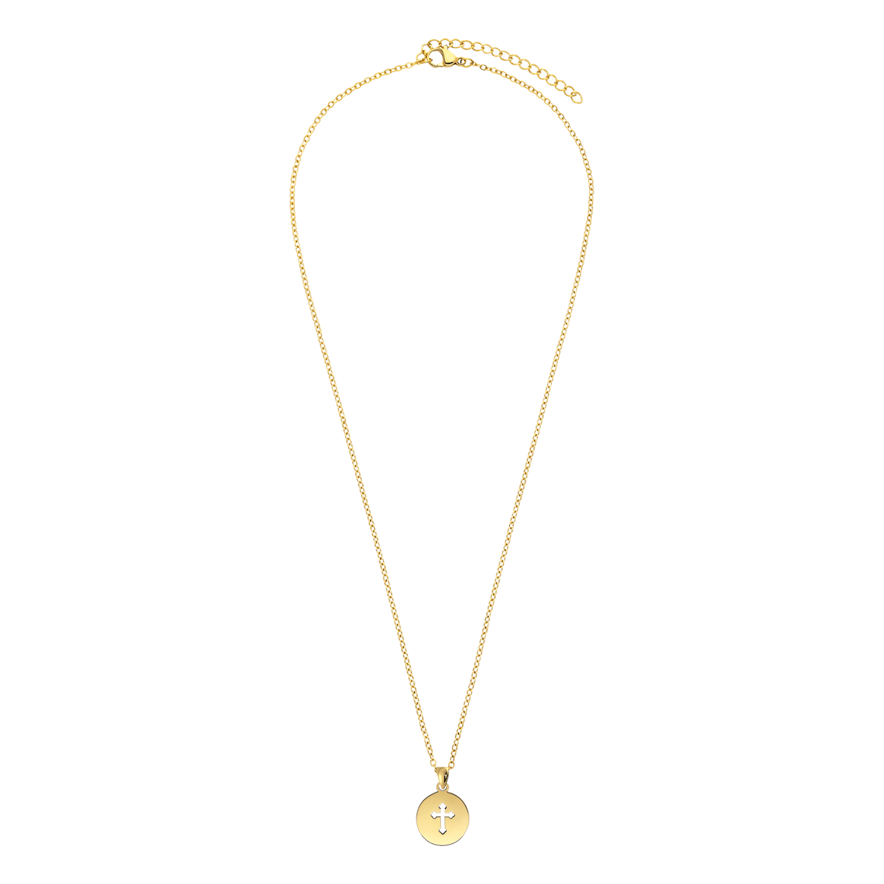 Stalen goldplated ketting met hanger kruis voor dames