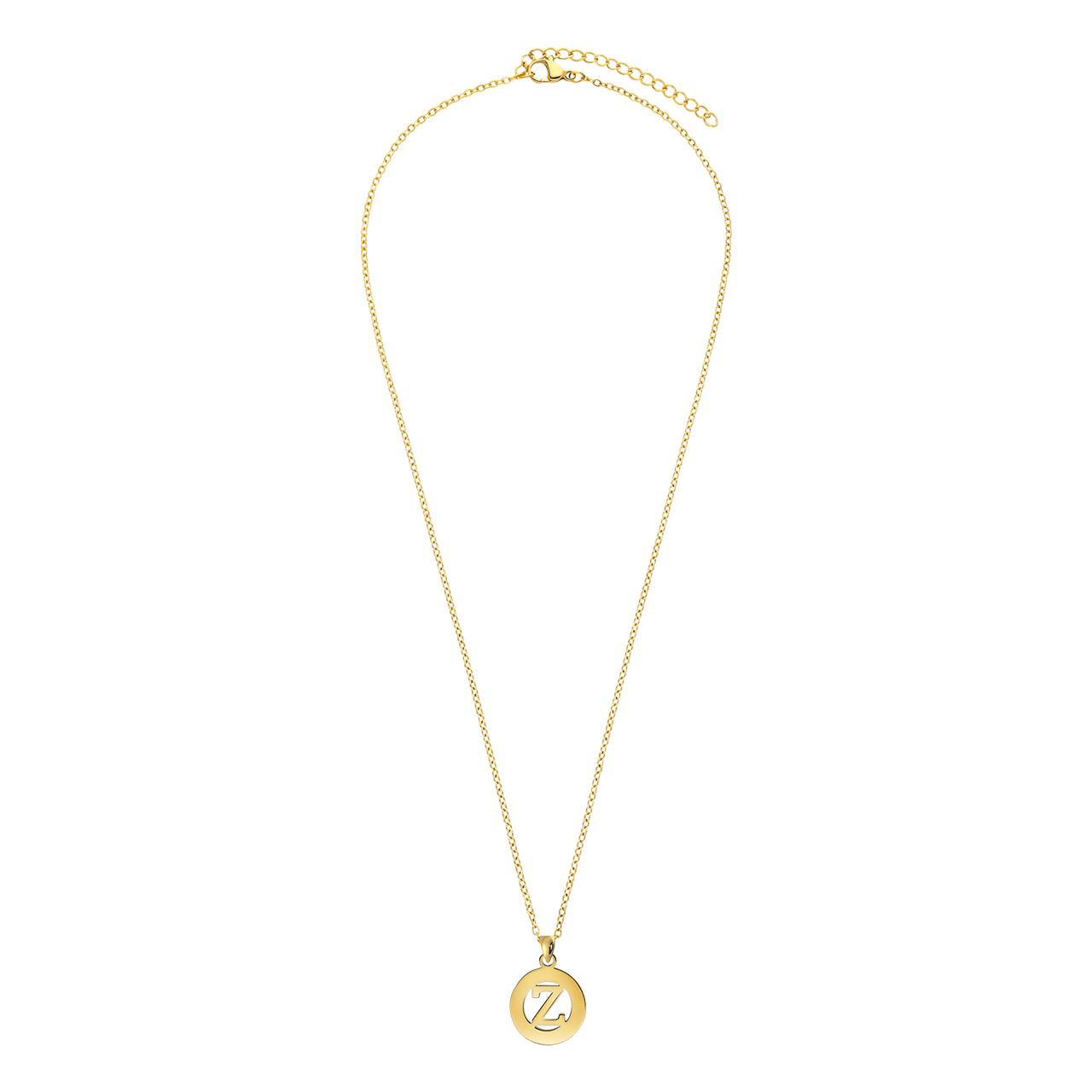 Stalen goldplated ketting met letterhanger Z voor dames