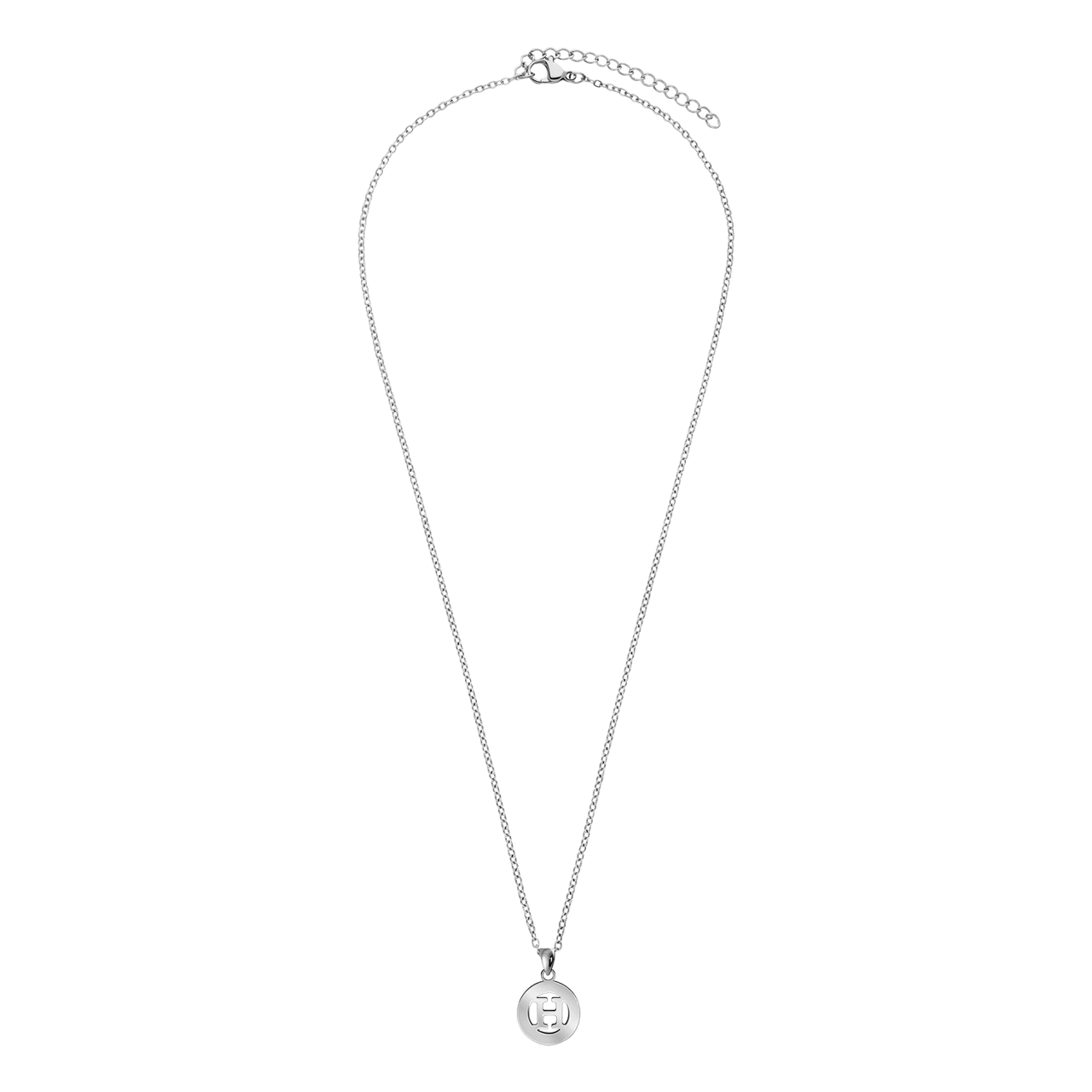 Stalen ketting met letter - H
