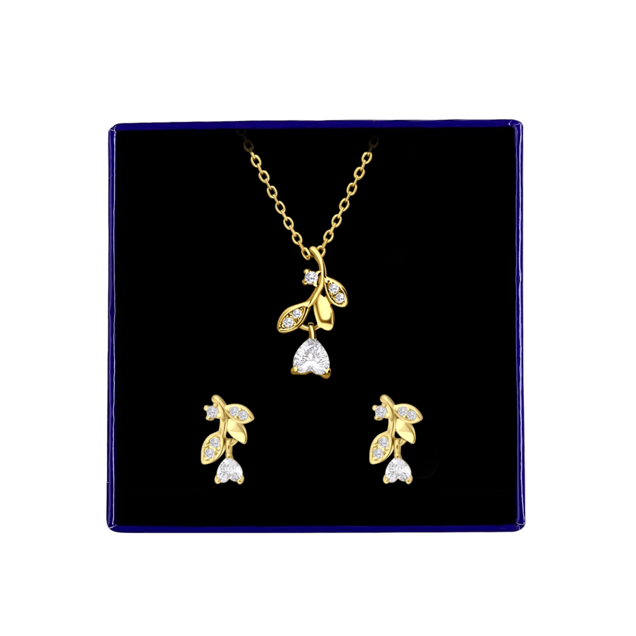 Zilveren goldplated set roos met zirkonia