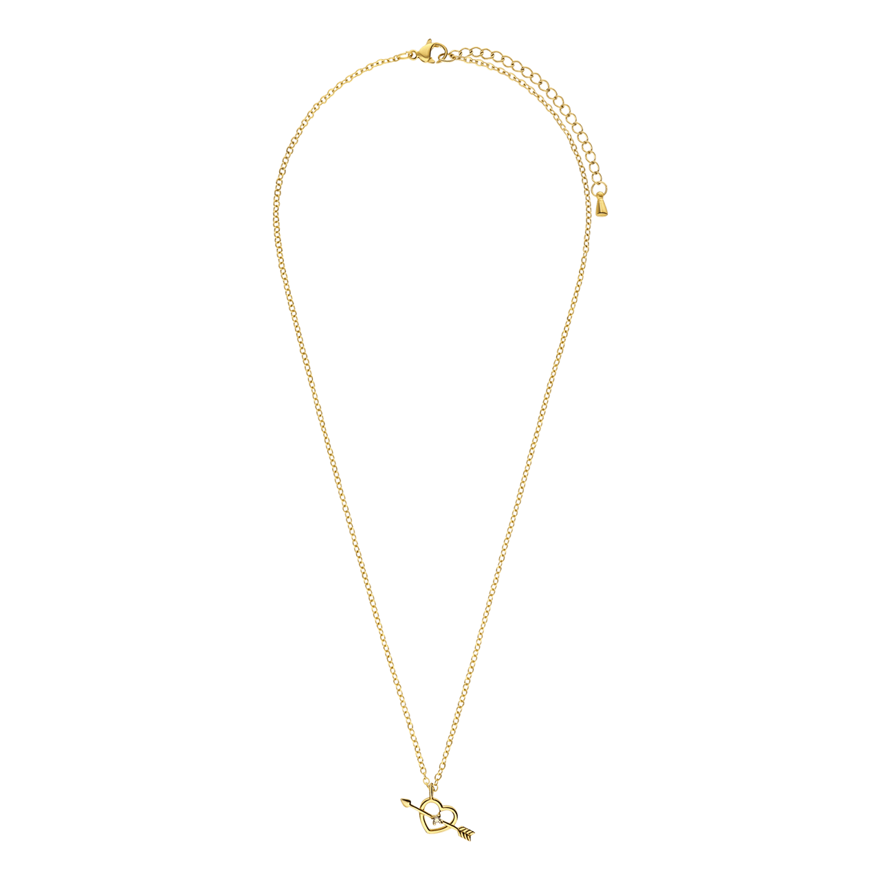 Zilveren goldplated ketting met hanger hart met zirkonia voor dames