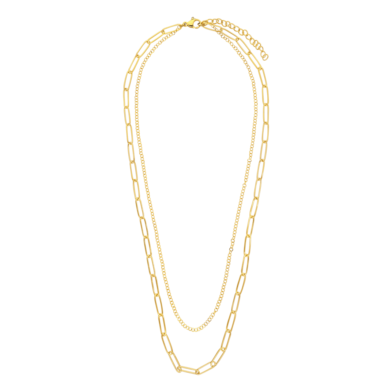 Stalen goldplated dubbele ketting voor dames