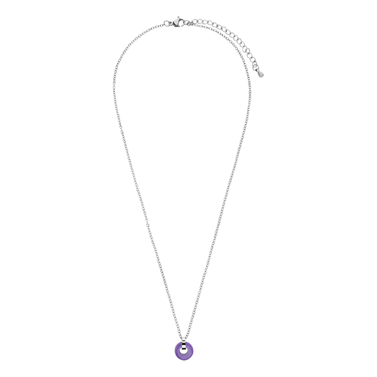 Stainless steel ketting met amethyst