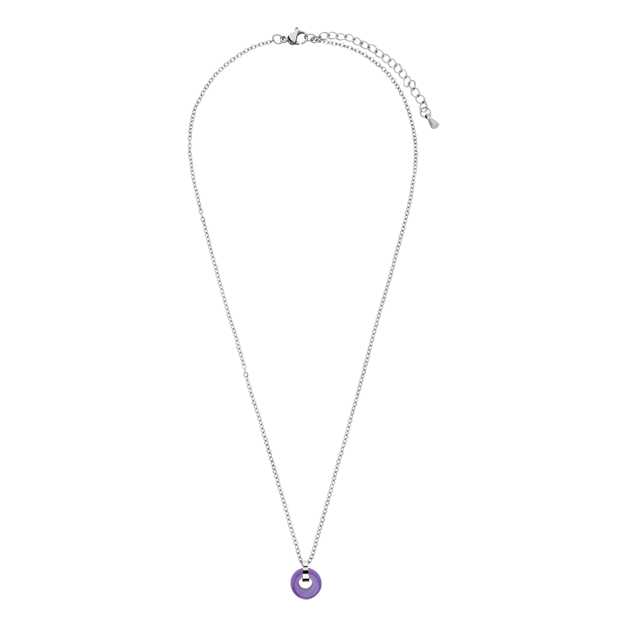 Stalen ketting met amethyst