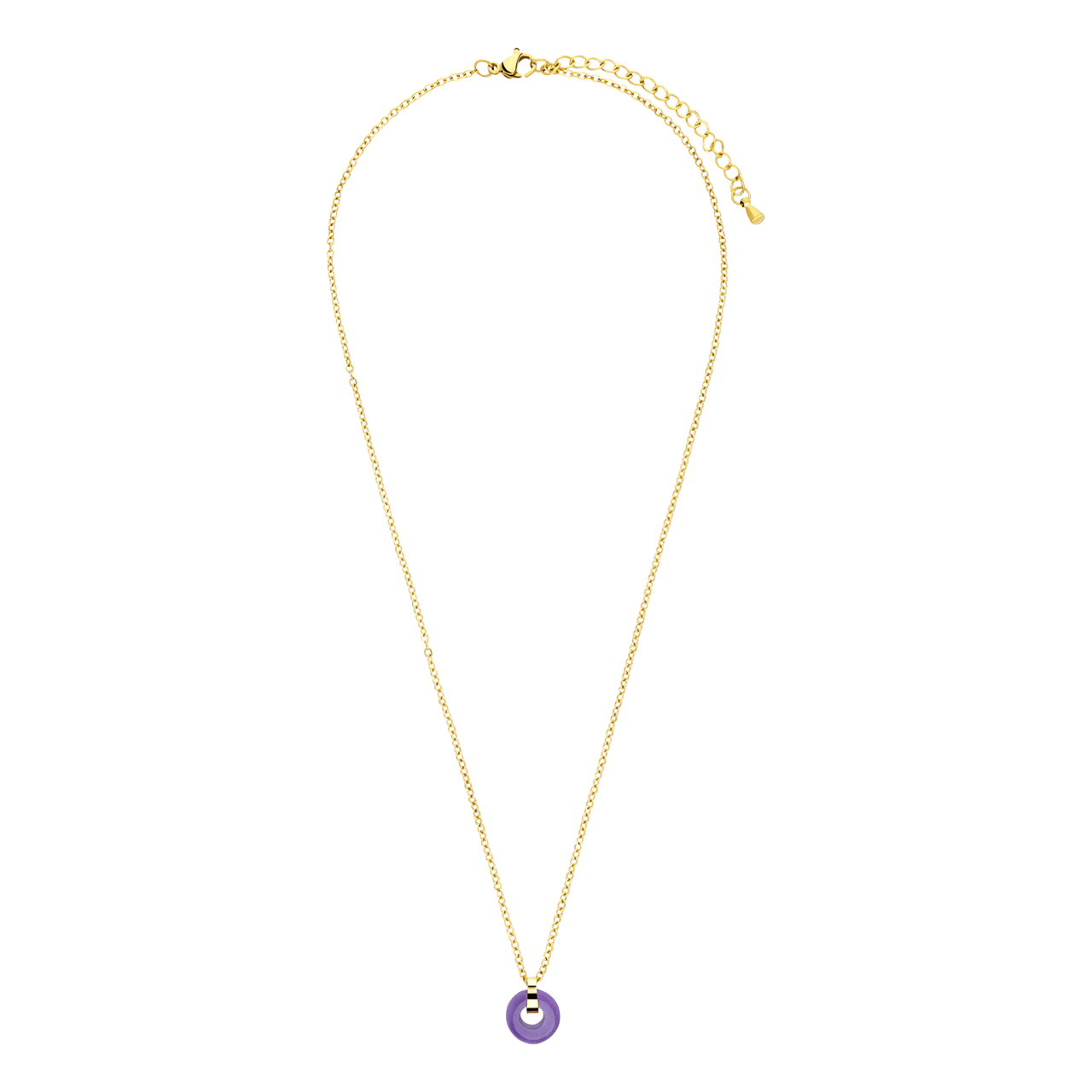Stainless steel goldplated ketting met amethyst