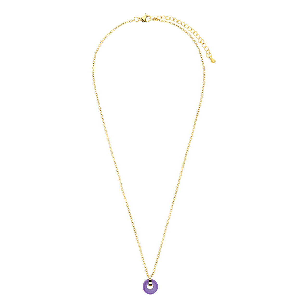 Stalen goldplated ketting met hanger met amethyst voor dames