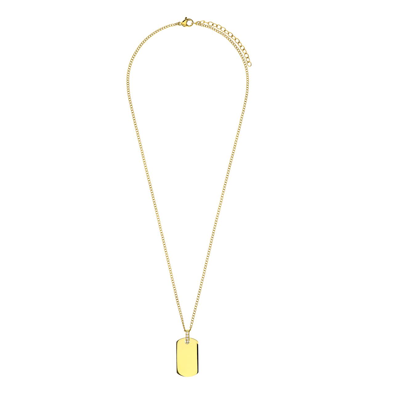 Stalen goldplated ketting met hanger graveerplaat voor dames