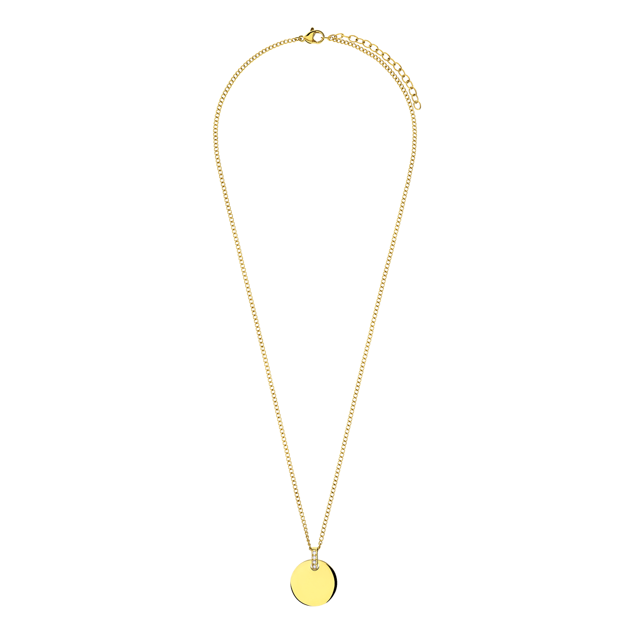 Gerecycleerd stalen goldplated ketting met bewerkte munt hanger