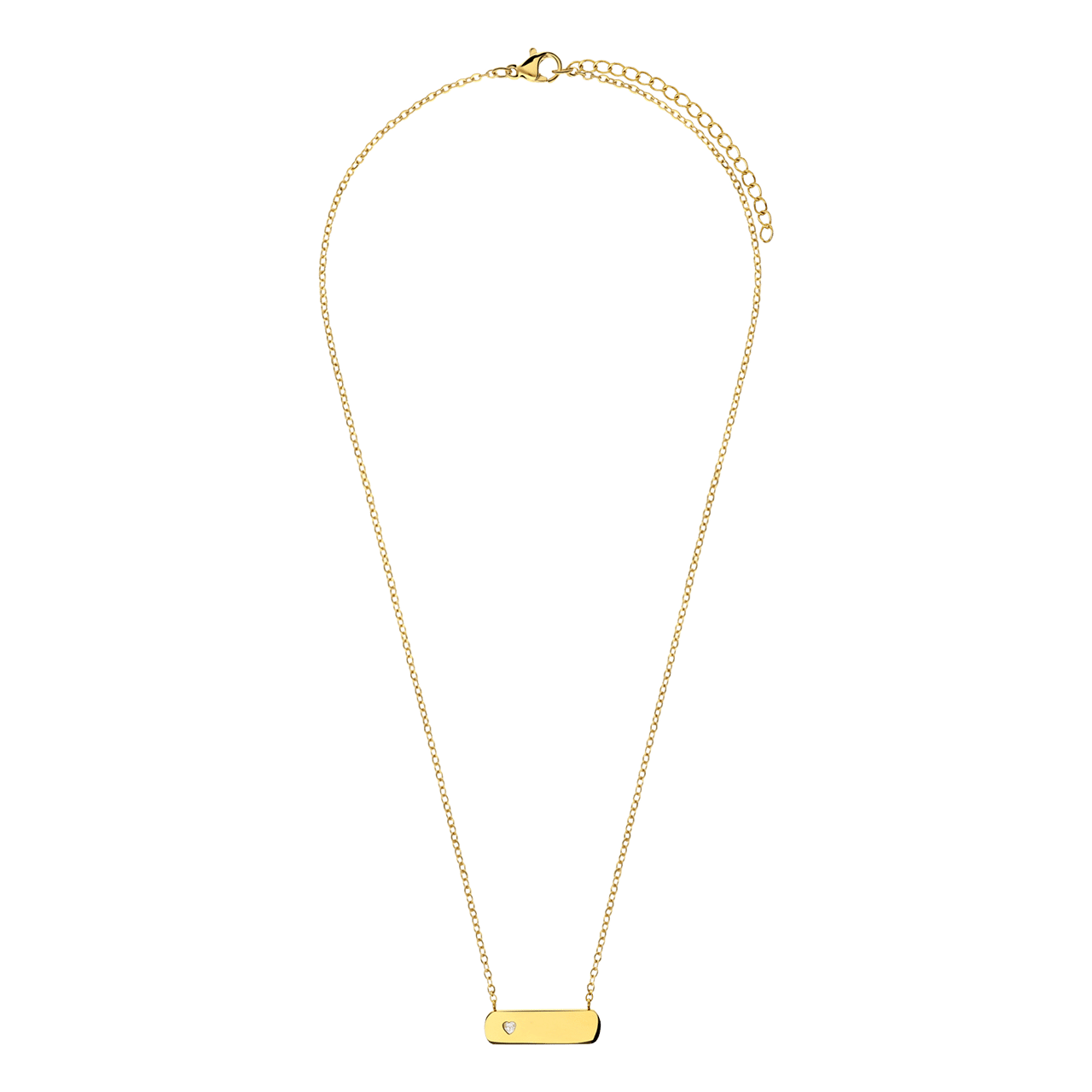 Gerecycleerd stainless steel goldplated ketting met bar hanger