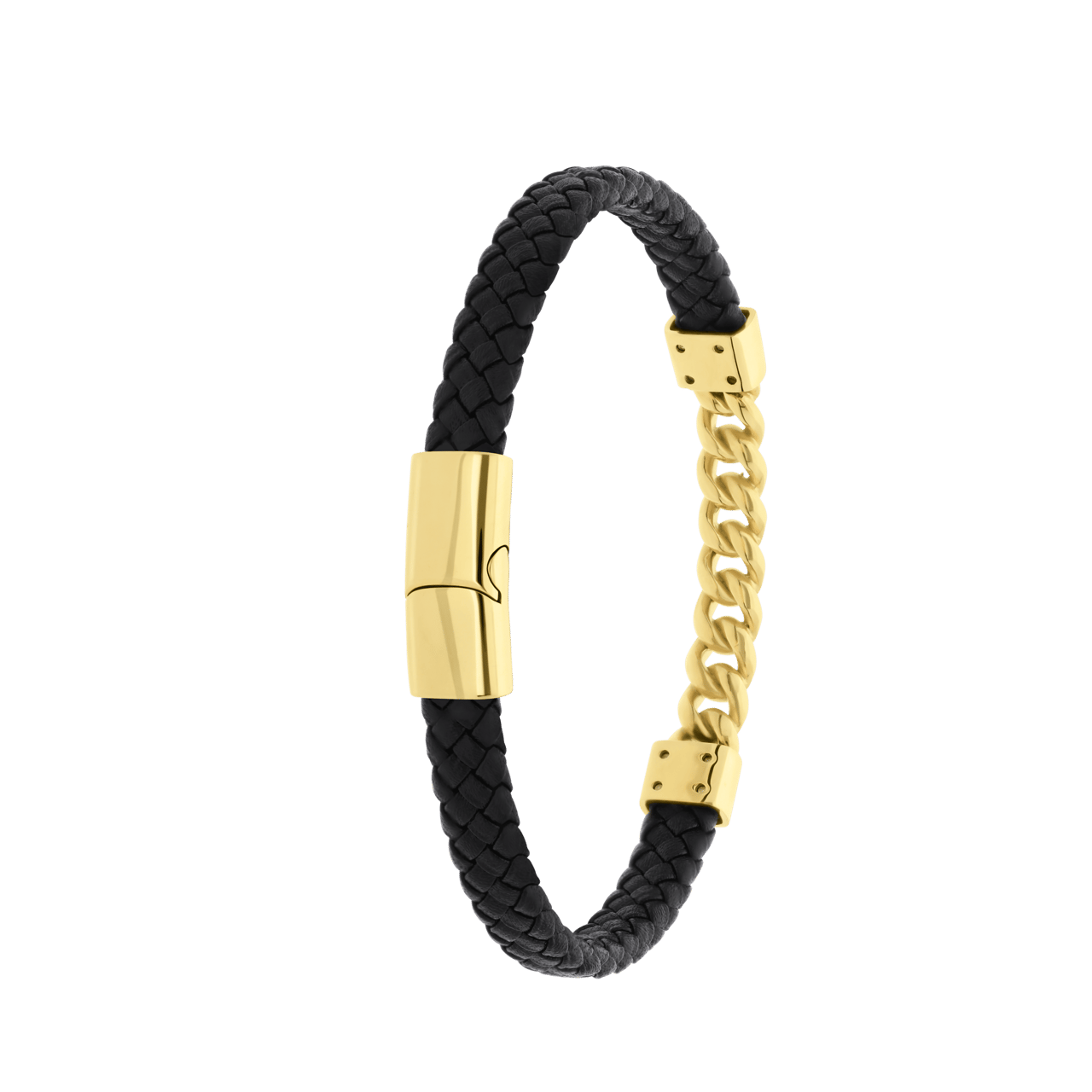 Edelstahl vergoldetes Lederarmband mit Gliedern