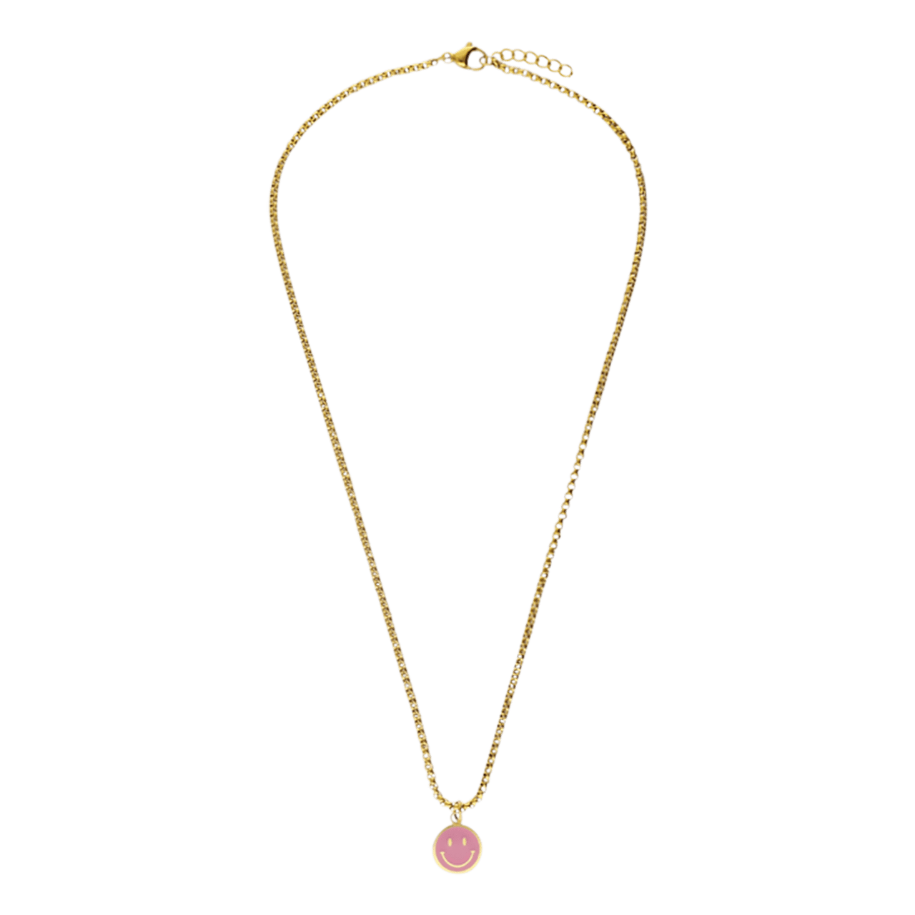 Vergoldete Edelstahlhalskette mit rosa Smiley