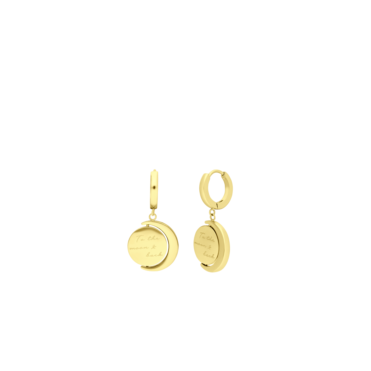 Guess goldplated stainless steel oorringen moon phases voor dames